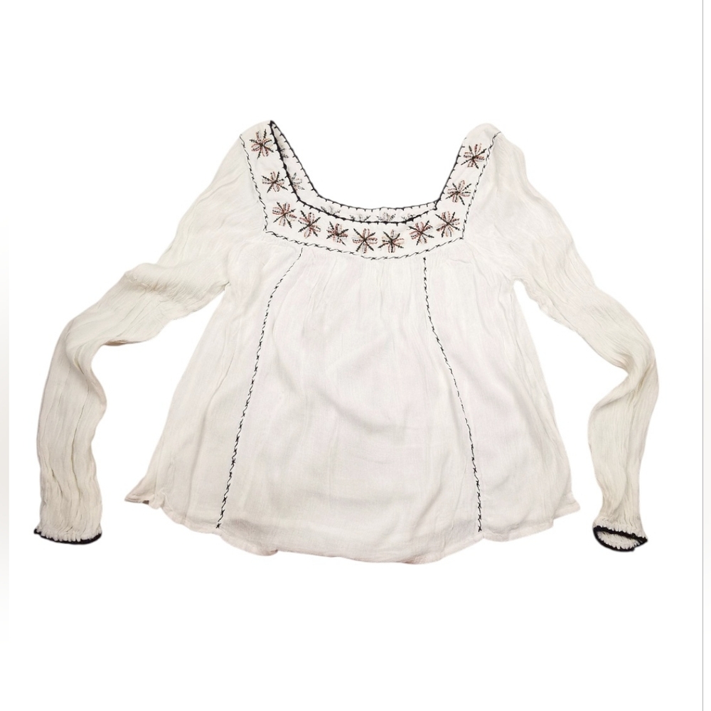 Embroidered White Women's Top